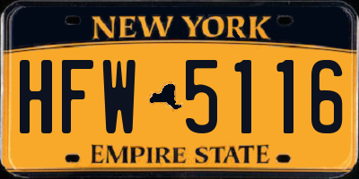 NY license plate HFW5116