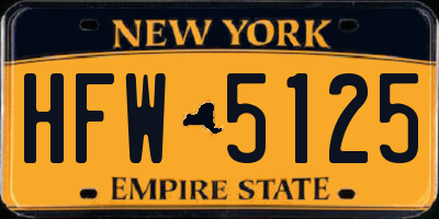 NY license plate HFW5125