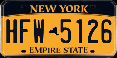 NY license plate HFW5126