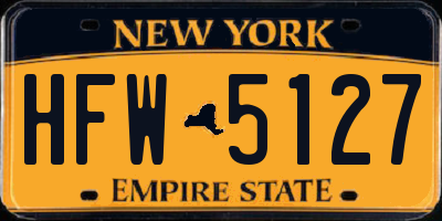 NY license plate HFW5127