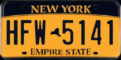 NY license plate HFW5141