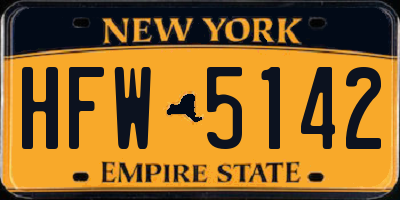 NY license plate HFW5142