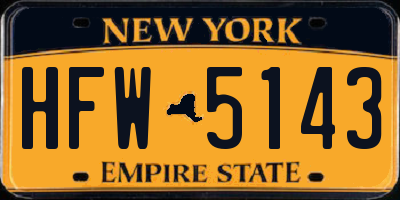 NY license plate HFW5143