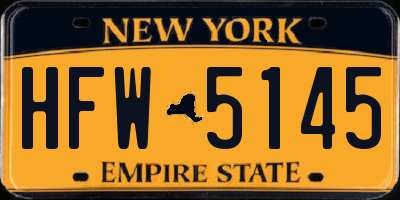 NY license plate HFW5145
