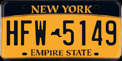 NY license plate HFW5149