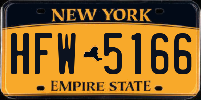 NY license plate HFW5166