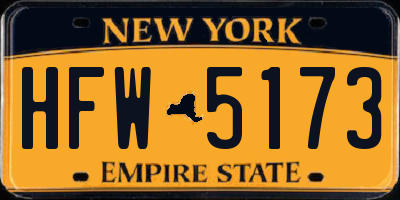 NY license plate HFW5173