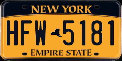 NY license plate HFW5181