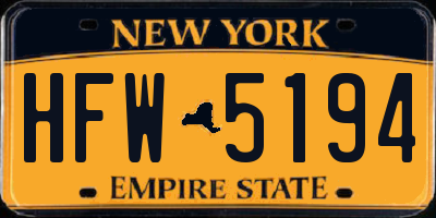 NY license plate HFW5194