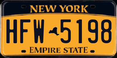 NY license plate HFW5198