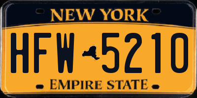 NY license plate HFW5210