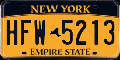 NY license plate HFW5213