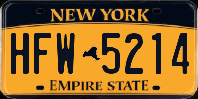 NY license plate HFW5214