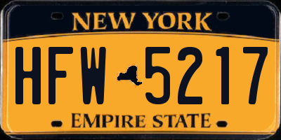 NY license plate HFW5217