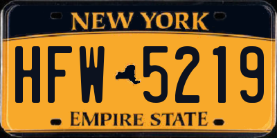 NY license plate HFW5219