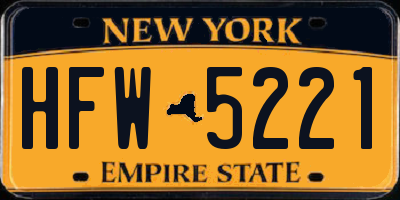 NY license plate HFW5221