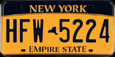 NY license plate HFW5224
