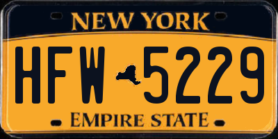 NY license plate HFW5229