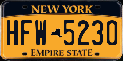 NY license plate HFW5230