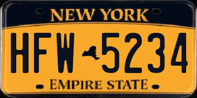 NY license plate HFW5234