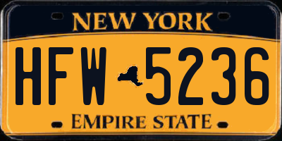 NY license plate HFW5236