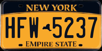 NY license plate HFW5237