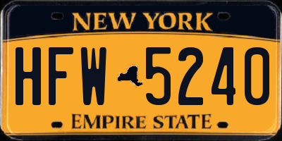 NY license plate HFW5240