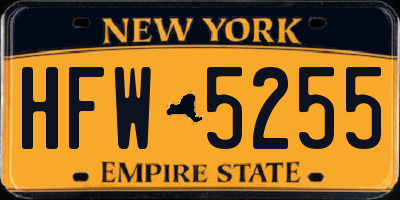 NY license plate HFW5255