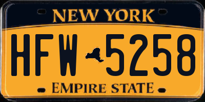 NY license plate HFW5258