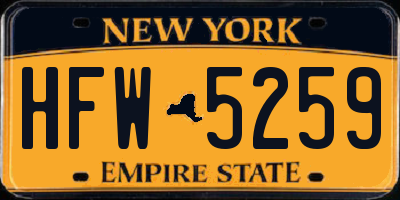 NY license plate HFW5259