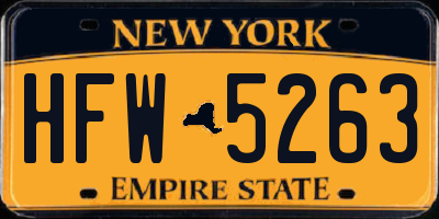 NY license plate HFW5263