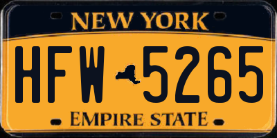 NY license plate HFW5265