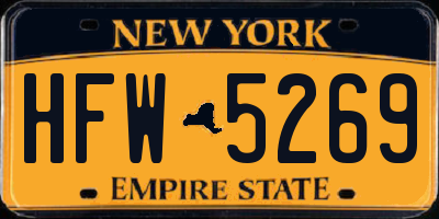 NY license plate HFW5269