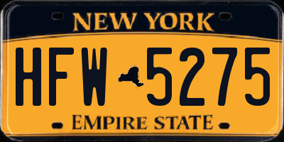 NY license plate HFW5275