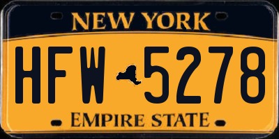 NY license plate HFW5278