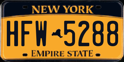 NY license plate HFW5288