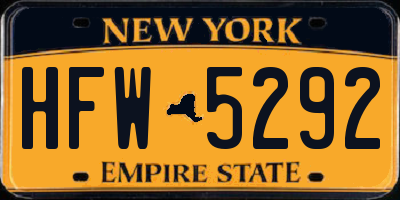 NY license plate HFW5292