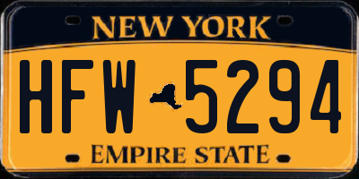 NY license plate HFW5294