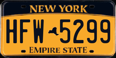 NY license plate HFW5299