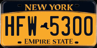 NY license plate HFW5300