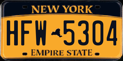 NY license plate HFW5304