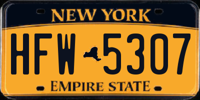 NY license plate HFW5307