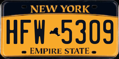 NY license plate HFW5309