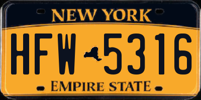 NY license plate HFW5316