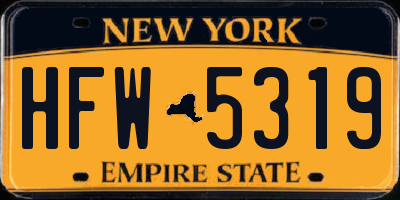 NY license plate HFW5319