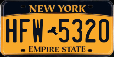 NY license plate HFW5320