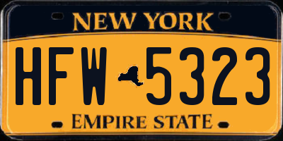 NY license plate HFW5323