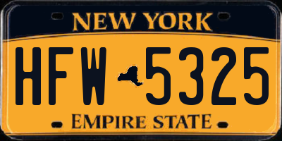 NY license plate HFW5325