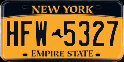 NY license plate HFW5327