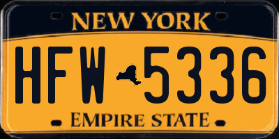 NY license plate HFW5336